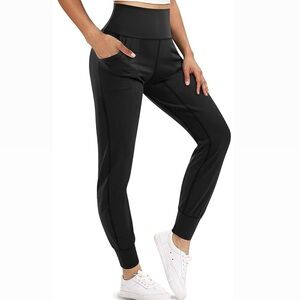 Nebility Women’s Jogger Yoga Pants High Waisted Leggings Pockets Black XXL